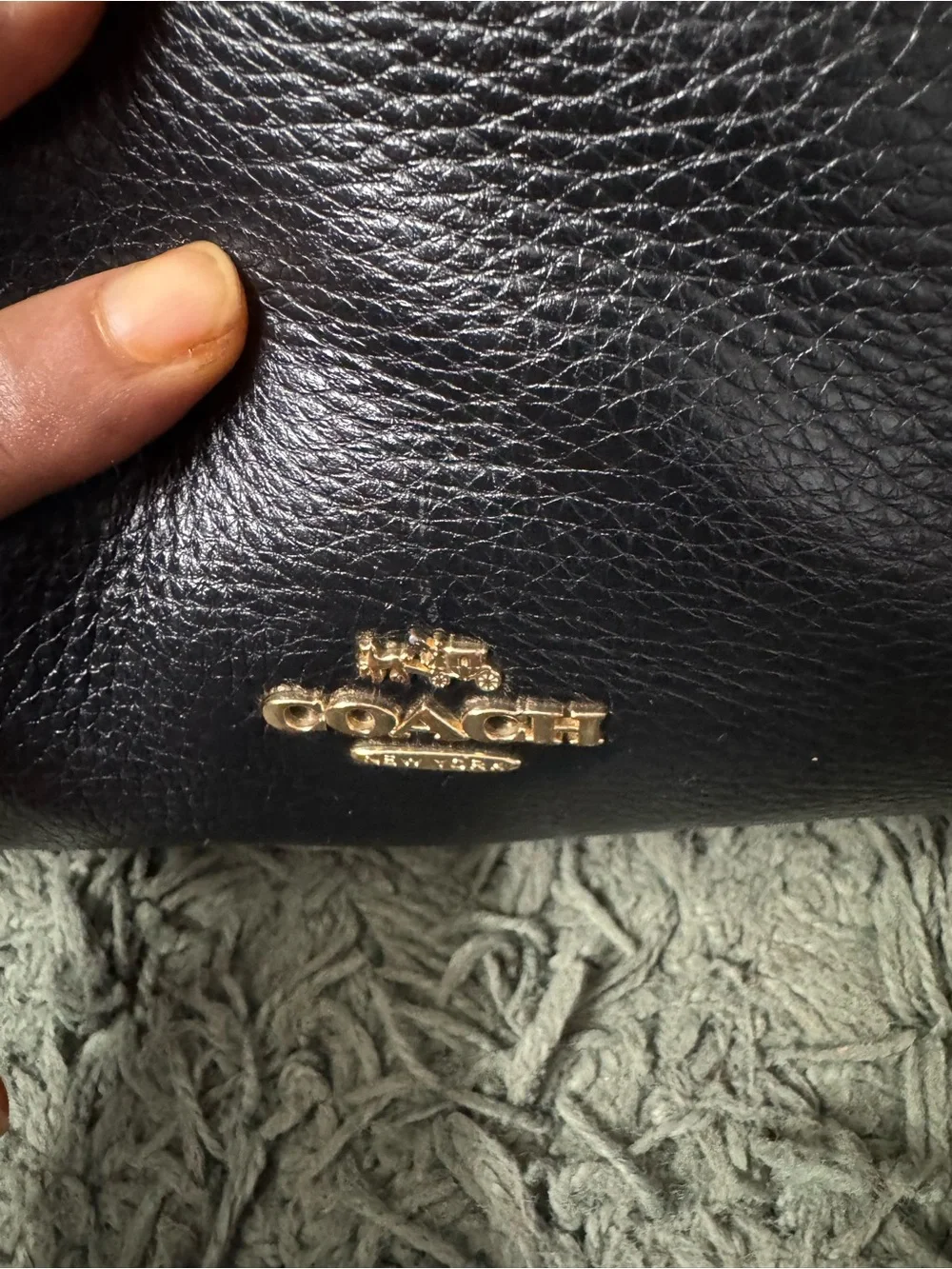 Coach Black Pebbled Leather Tote with Gold Turnlock